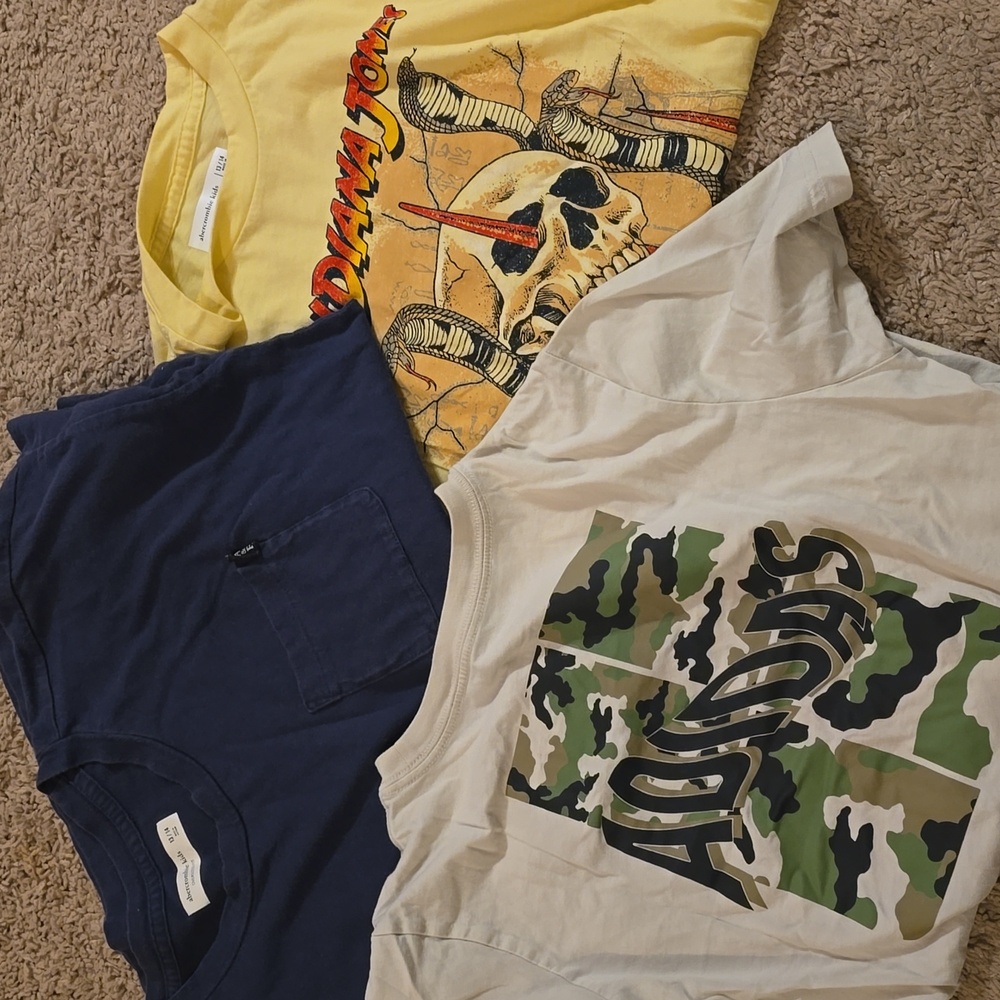 Adidas Kids Camouflage and 2 Abercrombie Tees